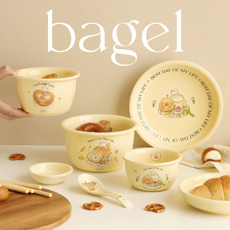 蓝莲花陶瓷奶油风餐具套装