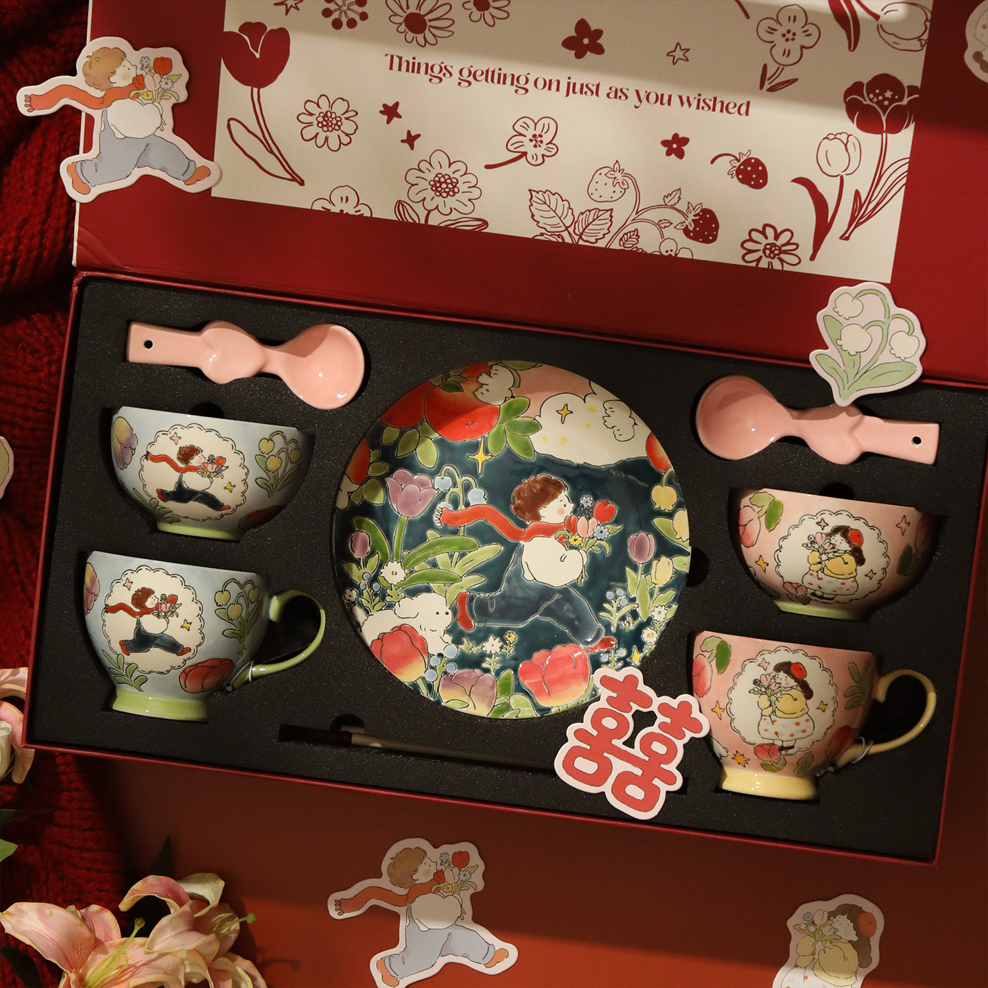 蓝莲花结婚新婚送新人新娘礼物餐具礼盒碗盘套装高级感实用伴手礼,节庆用品/礼品,创意礼盒/礼品套组,淘宝优惠券,粉丝福利购,淘宝优惠卷