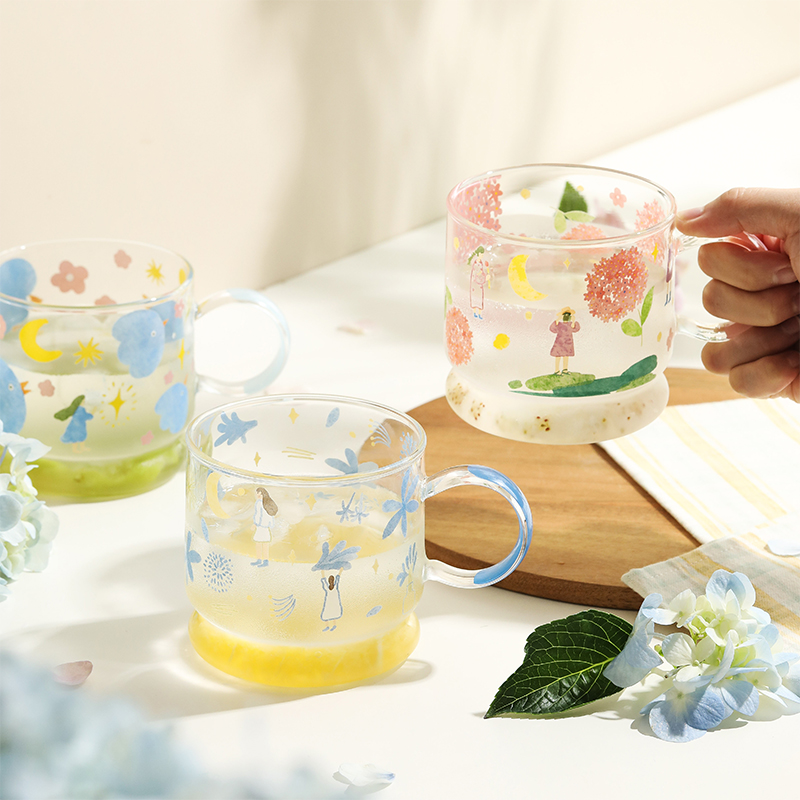 蓝莲花玻璃高脚杯耐高温