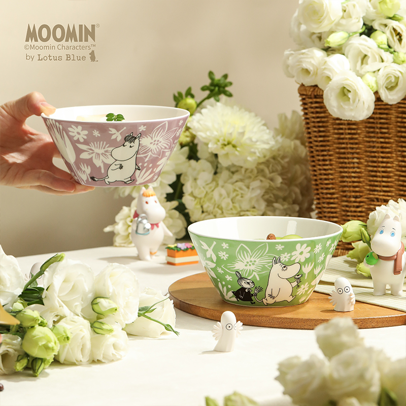 蓝莲花陶瓷卡通姆明碗