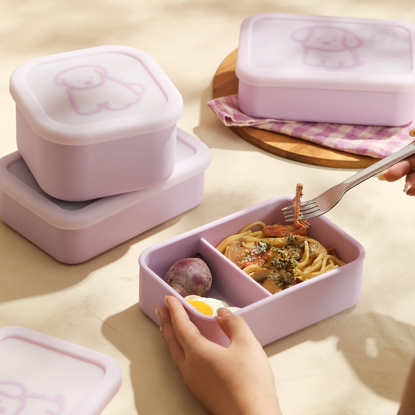 食品级硅胶饭盒便携便当盒办公室图片