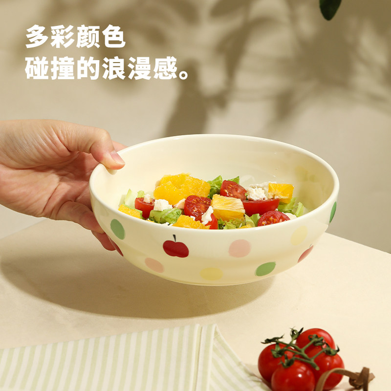 蓝莲花深盘菜盘餐盘陶瓷盘子高颜值可爱儿童饭碗面碗汤碗家用碗盘