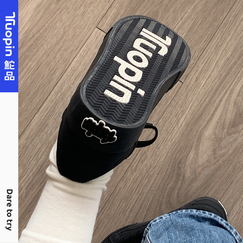 鮀品黑色板鞋女2025冬季新款运动鞋百搭增高小白鞋休闲厚底面包鞋