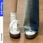 芭蕾运动单鞋 鮀品银色德训鞋 透气厚底板鞋 子百搭小白鞋 女春季 新款