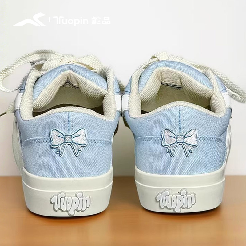 鮀品蓝色板鞋女2025秋冬新款休闲运动鞋百搭厚底原创透气帆布鞋子