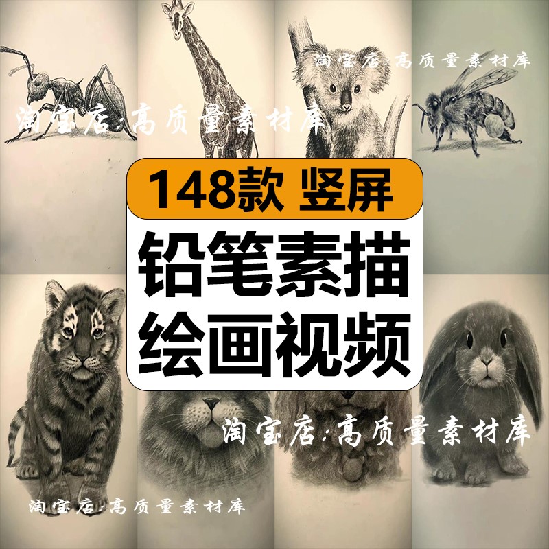 铅笔素描绘画画艺术创意勾勒动物形象解压高清短视频小说推文素材
