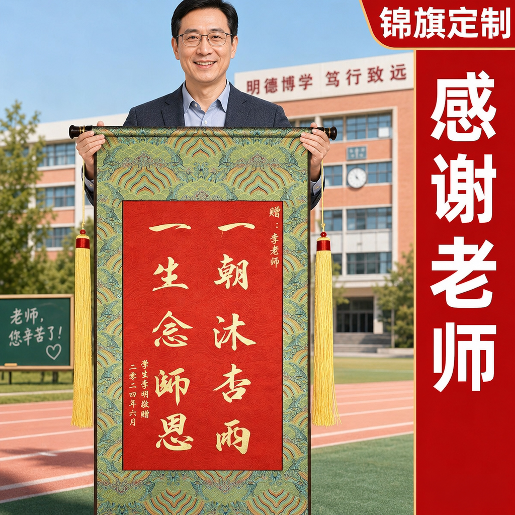 【锦旗定制感谢老师】手写锦旗