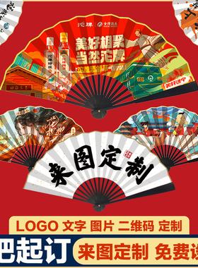 广告扇子定制双面来图定做折扇可印logo宣传图案订制广告扇纸扇夏