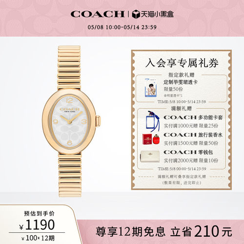 蔻驰小浴缸弹力带石英女表