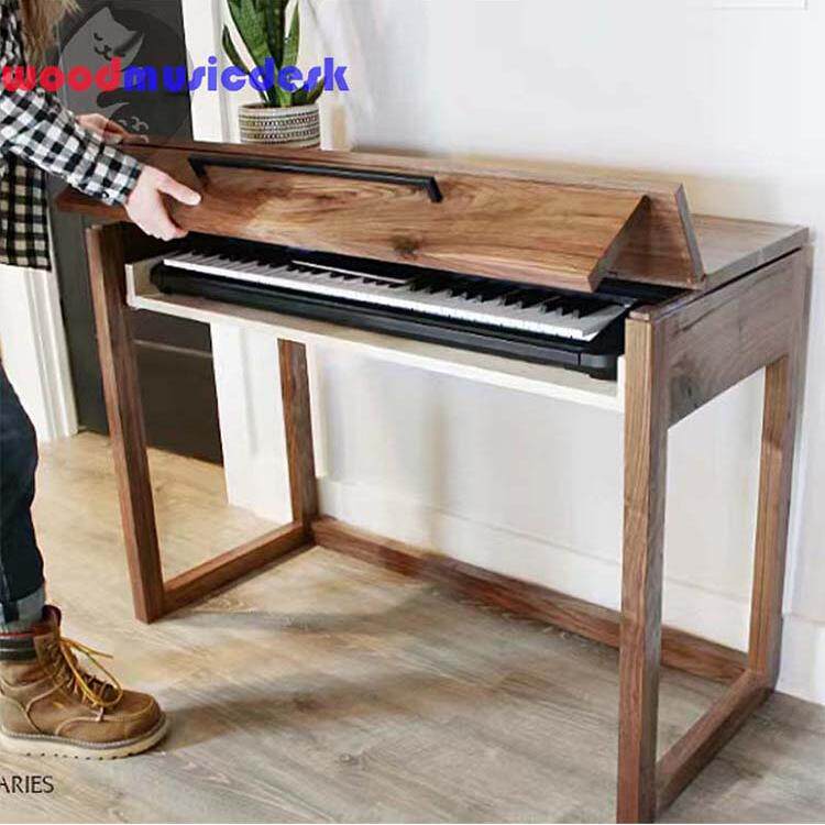 实木电子琴桌书桌一体可折叠翻盖琴桌midi电钢琴88键琴架编曲桌