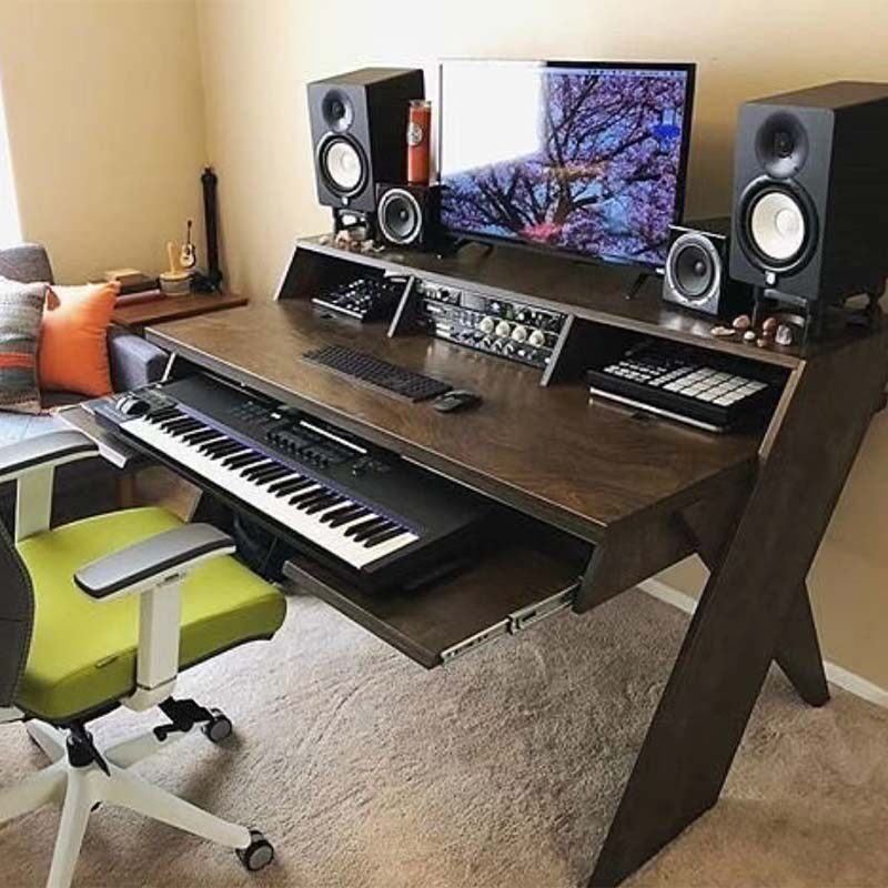 实木编曲工作台录音棚音乐制作桌midi键盘桌电子电钢琴桌编曲桌