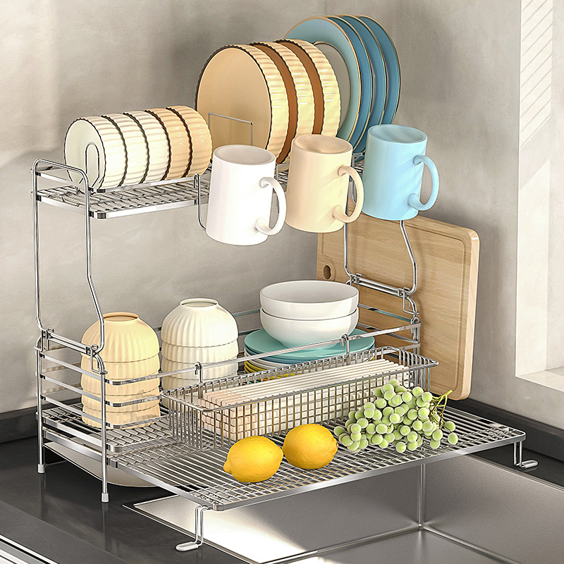 304不锈钢窄款碗盘沥水架碗架厨房置物架放碗筷碗碟子收纳沥水篮