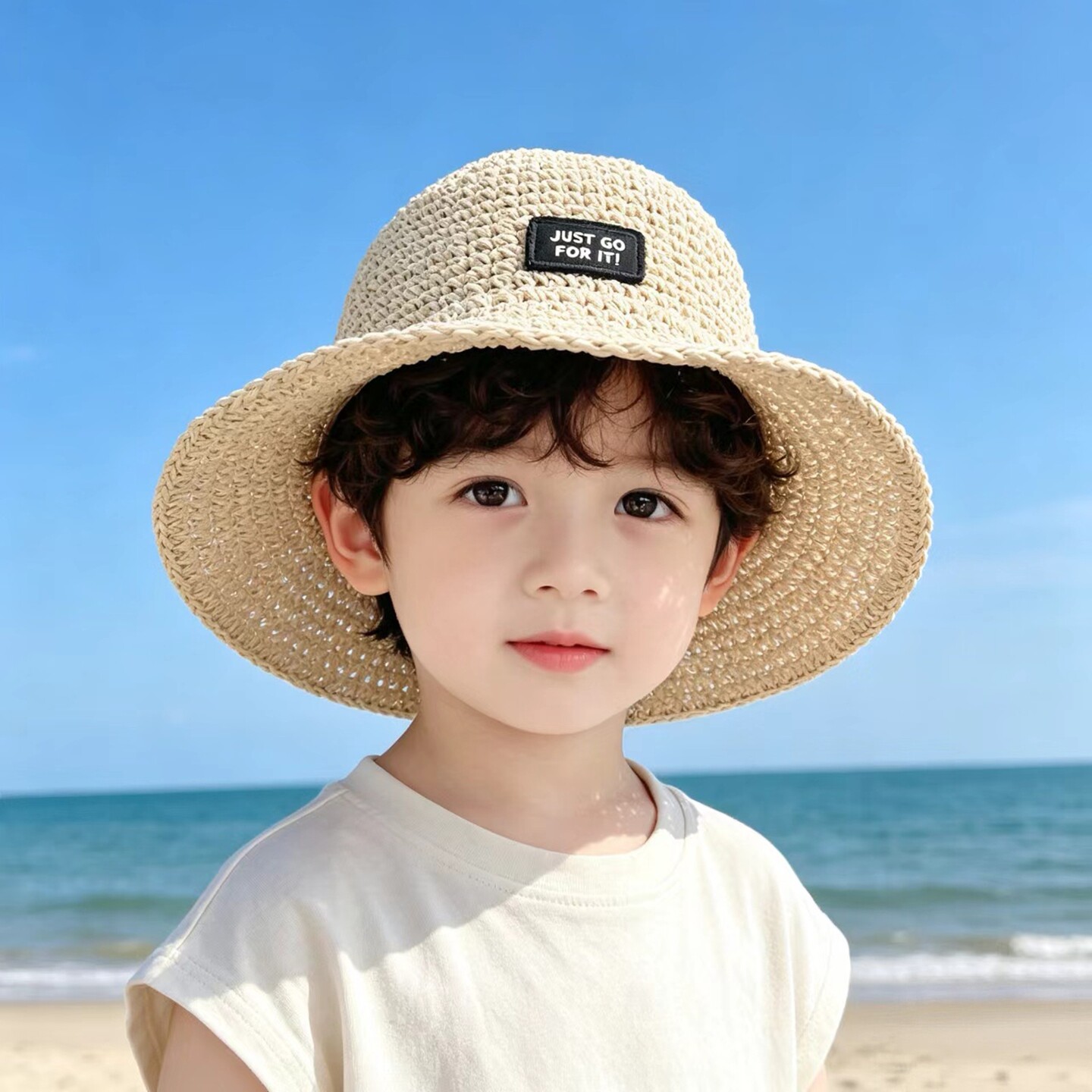 儿童草帽新款夏季宝宝遮阳帽男童帽子小孩可折叠防晒帽透气凉帽潮