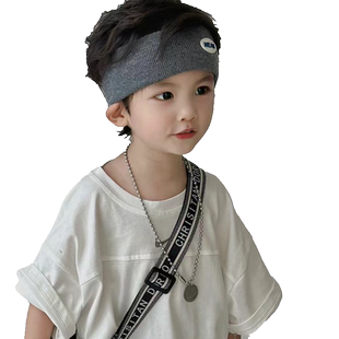 儿童发带新款宝宝运动吸汗头带无顶针织帽子男女童洋气毛线发带潮