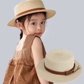 儿童帽子亲子款 夏季 女童沙滩帽宝宝草帽男孩出游防晒帽英伦小草帽
