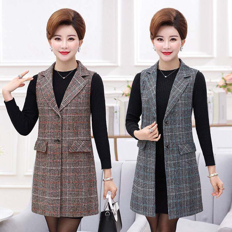 Spring new pattern Mom outfit lattice Vest coat Mid length version Sleeveless Large lady waistcoat suit Vestin the Women's clothing/Boutique , Maga  category - from Buy2taobao.com to provide professional Taobao agent buy service