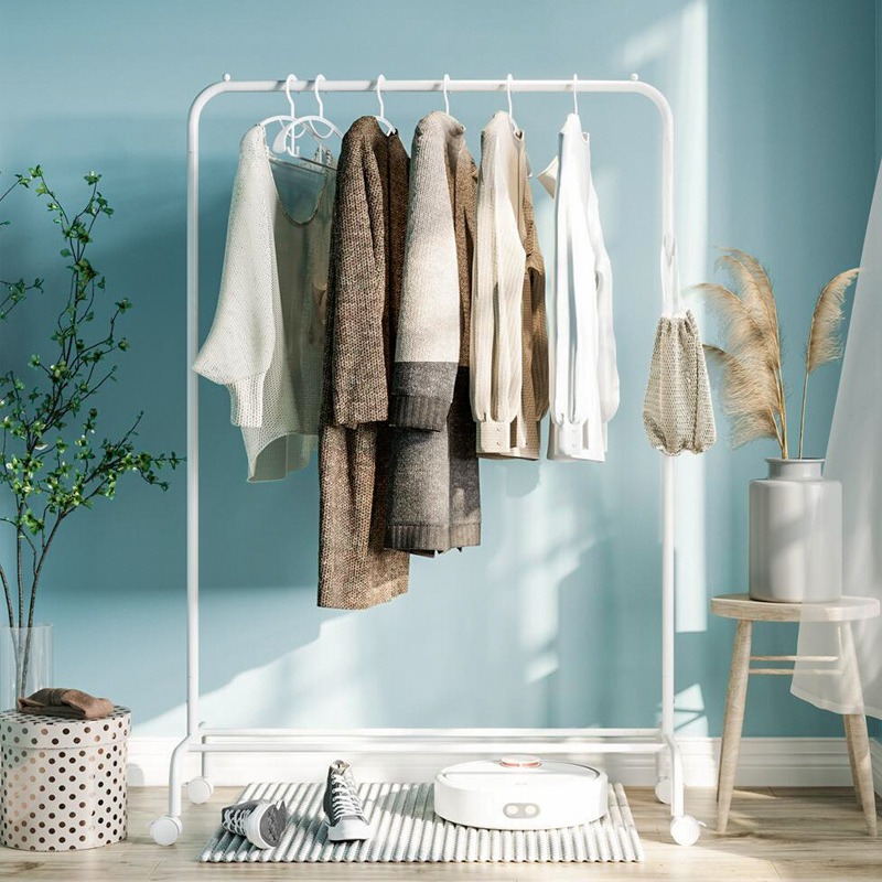 新品落地衣架挂衣架卧室内单杆家用简易衣服架子移动晾衣架衣帽架