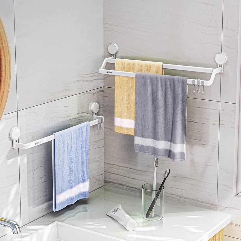 浴室毛巾架子免打孔卫生间壁挂式单杆双杆304不绣钢毛巾杆