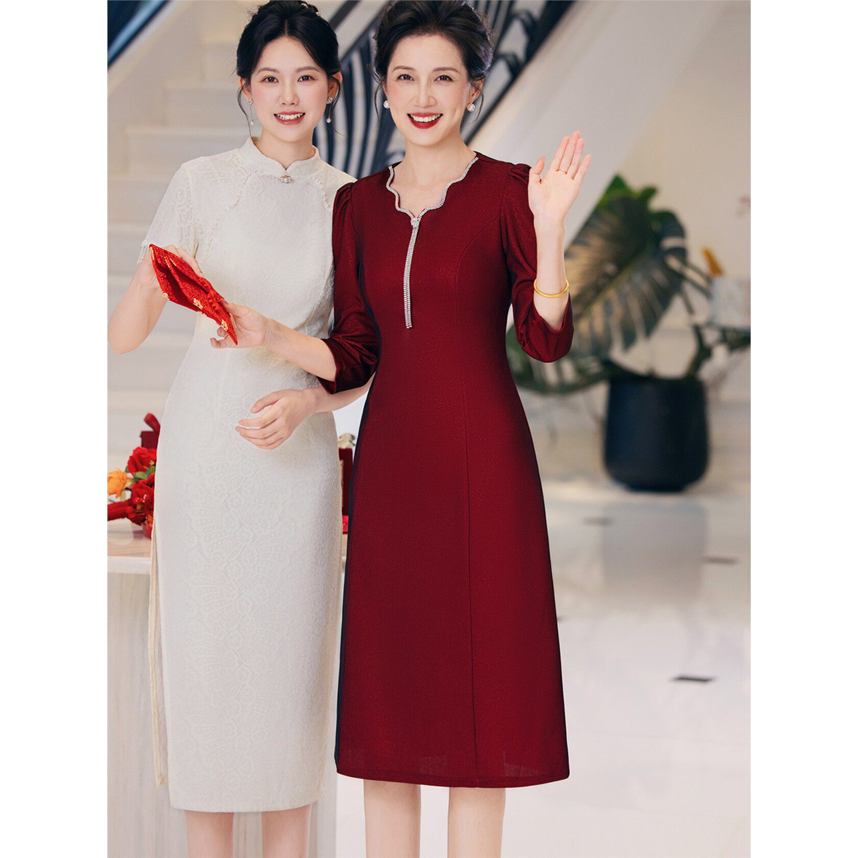 高端妈妈婚宴礼服年轻旗袍喜婆婆2025新款十月份结婚裙子平时可穿