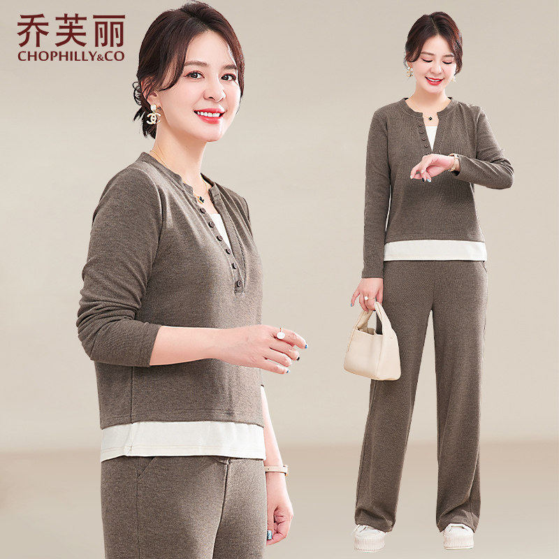 妈妈秋装卫衣套装洋气2025新款中老年女士春秋季休闲运动服两件套