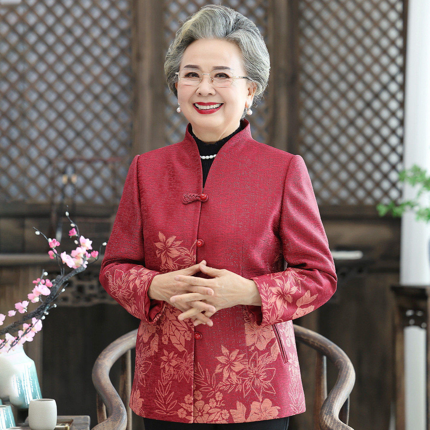 老年人春装女老太太喜庆