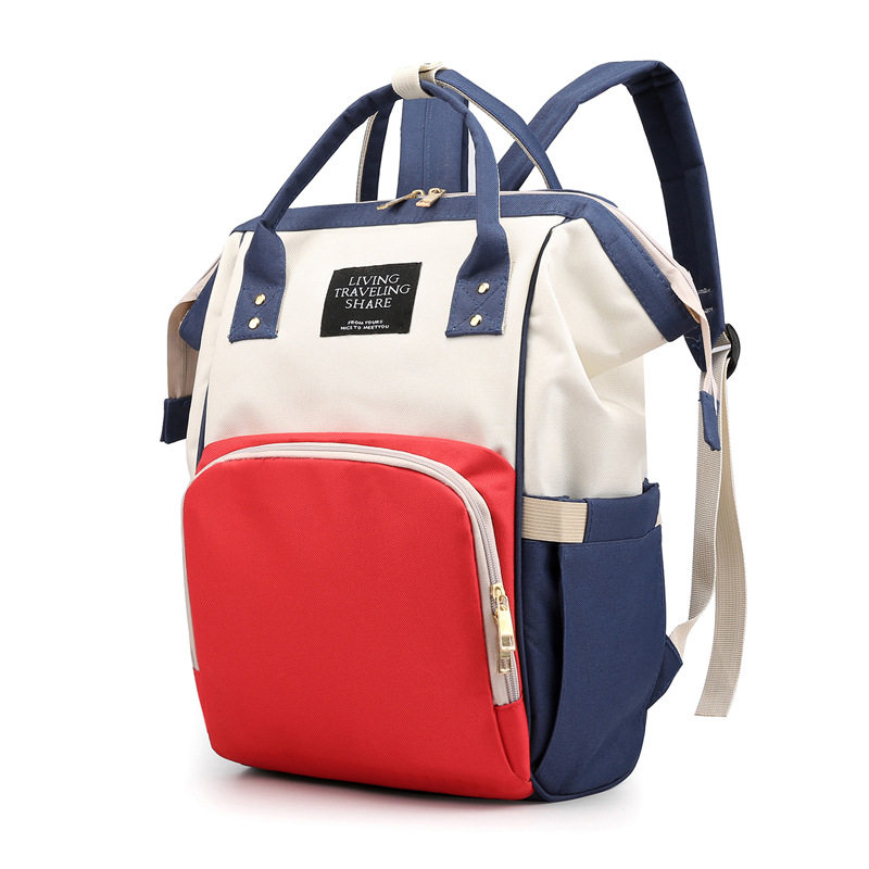 跨境新款ins风多功能大容量妈咪包尿布包撞色百搭手提母婴妈咪包