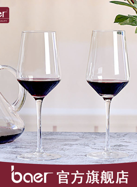 baer勃艮第人工水晶红酒杯家用套装大葡萄酒高脚杯一对欧式醒酒器
