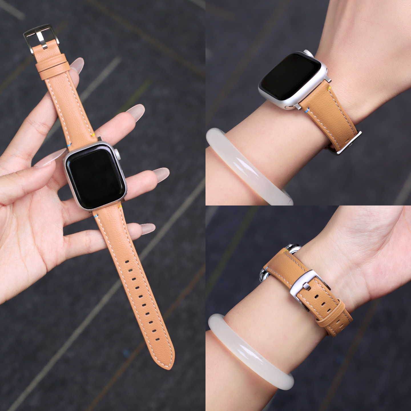 适用苹果iwatch11表带真皮小羊皮S10手表替换智能运动applewatch9腕带皮质S8高级感S7秋冬ultra男女生SE3配件