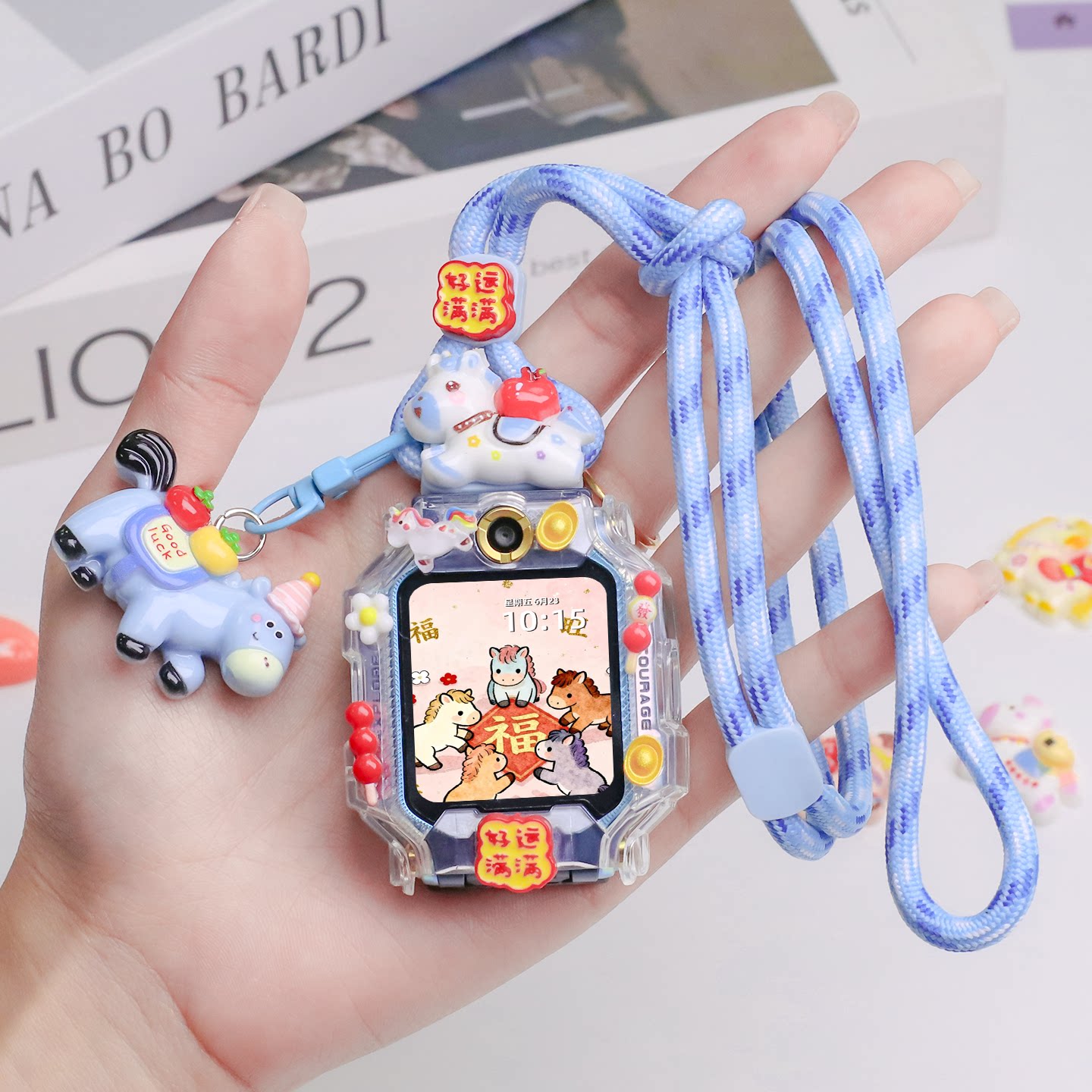 适用小天才儿童电话手表z11挂绳卡通挂件z6pro/z7s/z8a保护壳新款z10/z9挂套q3/d5挂脖子绳q2a/d2a表带配件