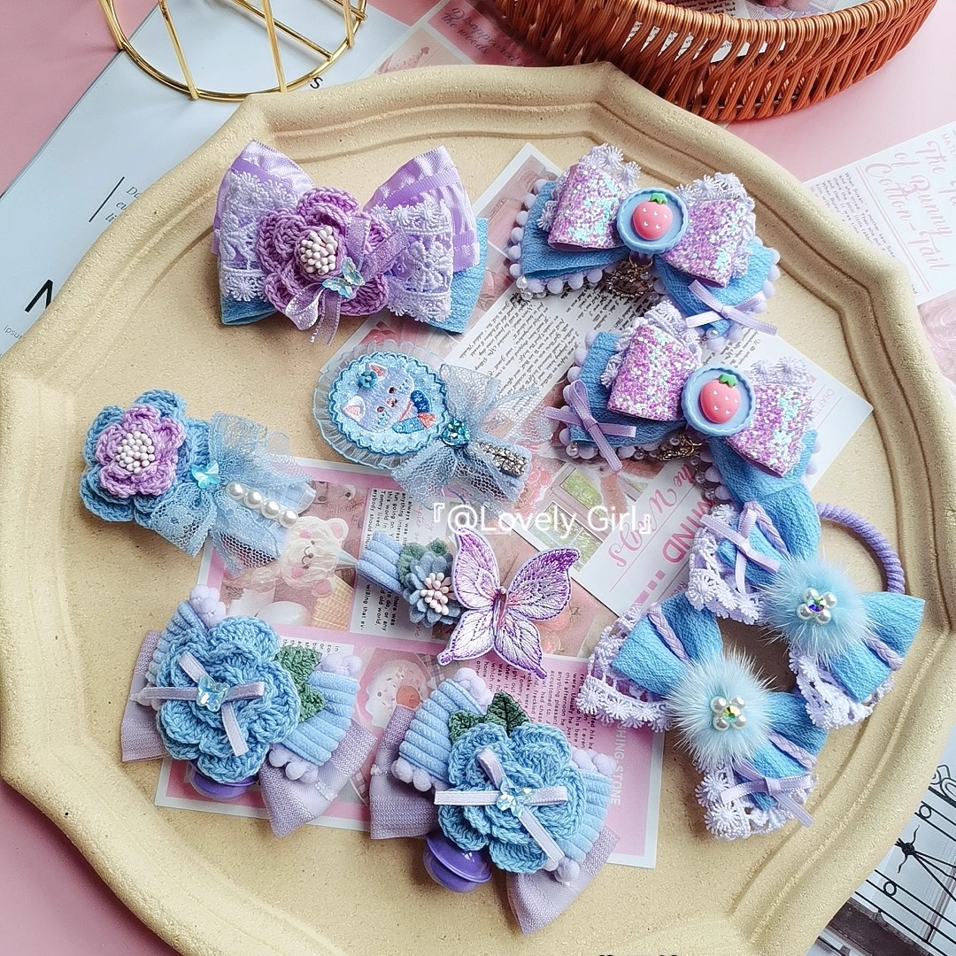 手作温柔高贵紫少女孩儿童发饰