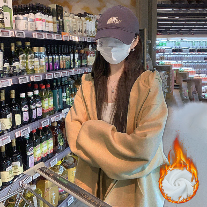 短款风衣女慵懒风卫衣外套秋季冬季拉链开衫百搭网红宽松大码上衣