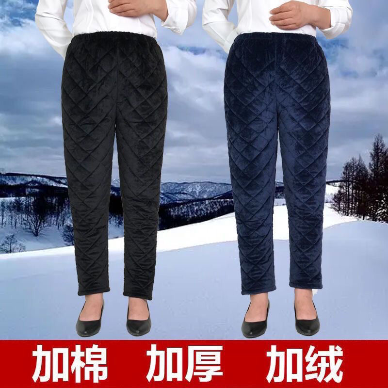 女士棉裤罩衣冬季加绒加厚大码宽松中老年保暖外穿妈妈工作裤围裙