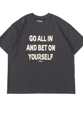 MUNDANE (MDE) 24SS美式潮流宽松廓形印花水洗做旧短袖纯棉T恤