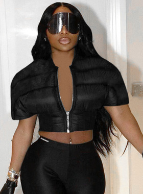 k24tp300 新品棉服短袖棉袄2025秋冬时尚女装小香风外套