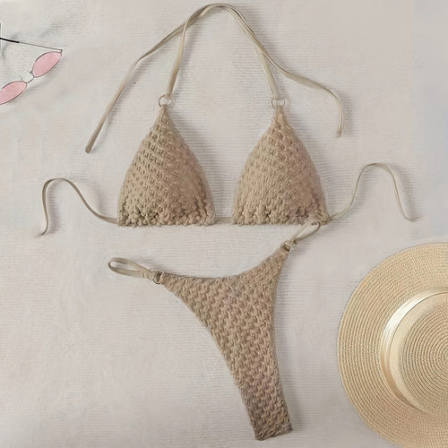 2026新款欧美系带比基尼分体泳衣女士三点式bikini沙滩泳装