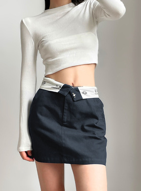 欧美风2023春夏季新款女装时尚性感舒适休闲短款包臀半身裙