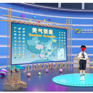 新闻小主播天气预报墙纸舞台气象台背景墙地图播音主持人口才壁纸