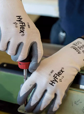 ansell安思尔丁腈手套劳保工作耐磨工业耐油防割防刺防水防滑透气