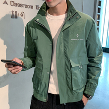 荧光条棒球服 外套青年韩版 夹克潮流纯色短款 修身 男士 秋装 立领工装