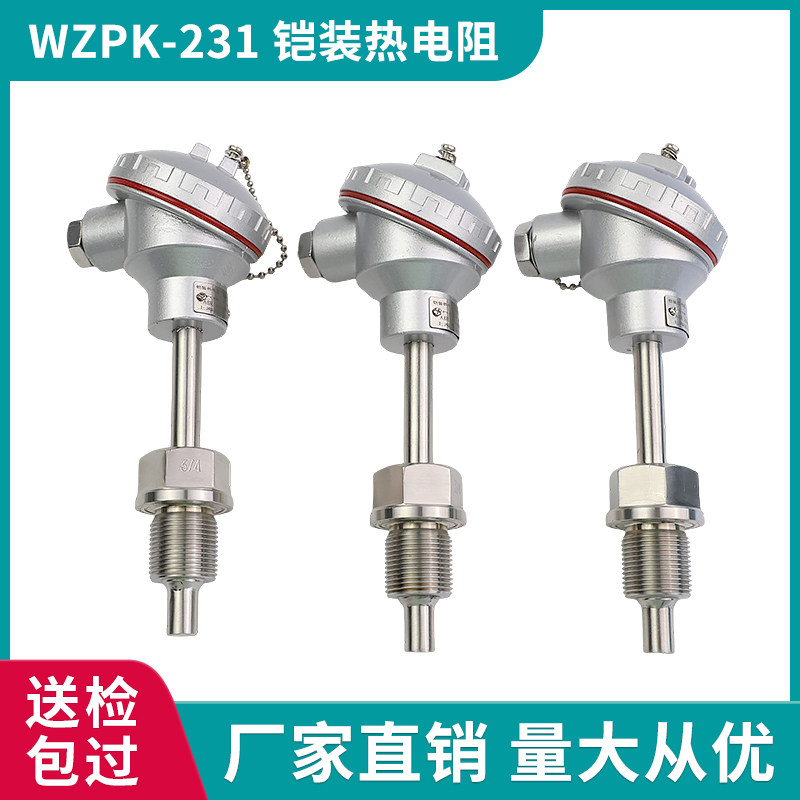 WZPK-231铠装热电阻PT100温度传感器K型热电偶一体化温度变送器