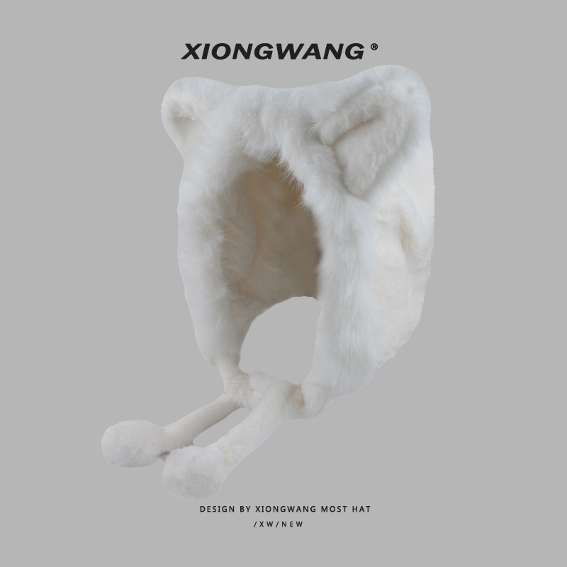 秋冬保暖狐狸耳朵毛绒帽子