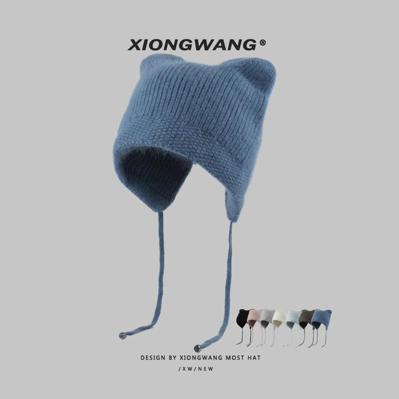 慵懒千金风可爱软糯糯真兔毛帽