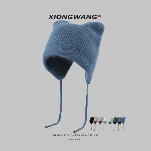 慵懒千金风可爱软糯糯真兔毛帽