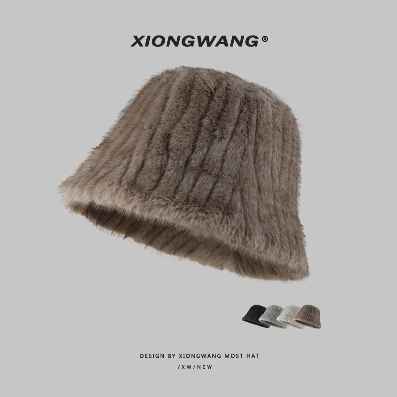 仿貂毛渔夫帽女遮脸显脸小