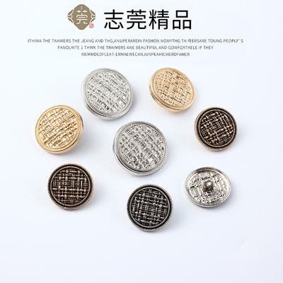 复古铜色金属纽扣毛呢大衣外套