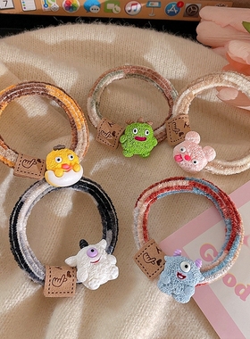 卡通创意小怪兽发绳少女心扎马尾搞怪小皮套发圈皮筋头饰2024新款