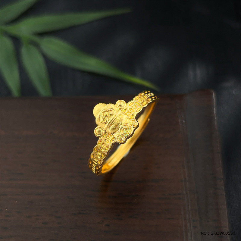 足金9999古法黄金实心活口戒指财源滚滚小财神戒指艺术指戒,黄金,计价黄金戒指,淘宝优惠券,粉丝福利购,淘宝优惠卷