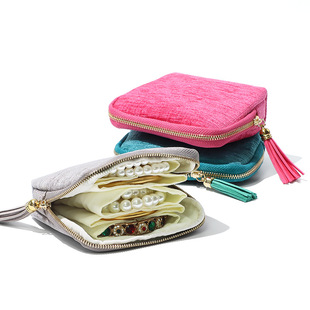 高端首饰收纳多层手镯吊坠戒指便携旅行随身携带拉链包夹层礼品袋