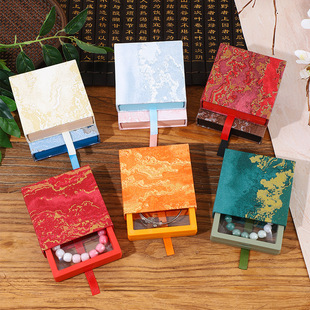 鎏金抽拉首饰盒Pe薄膜悬浮盒戒指耳钉手镯项链吊坠水晶手串包装 盒