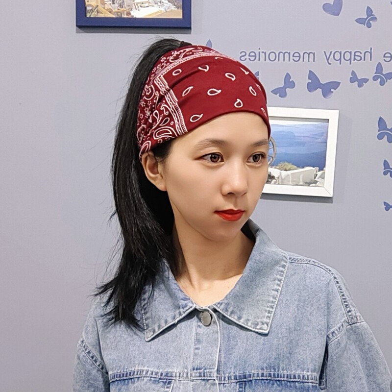 欧美复古瑜伽发带吸汗运动头带街舞头饰女腰果花男式嘻哈发带潮酷